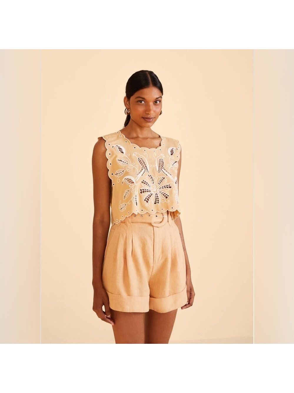 Farm Rio Beige Tailored Shorts